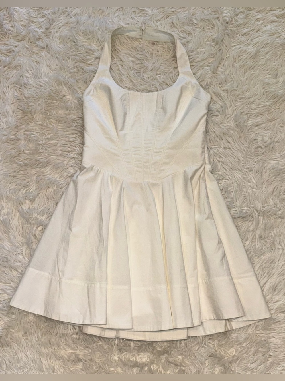 NEW HOUSE OF CB Sasha Halter white cotton Minidress Sz L - Picture 4 of 8